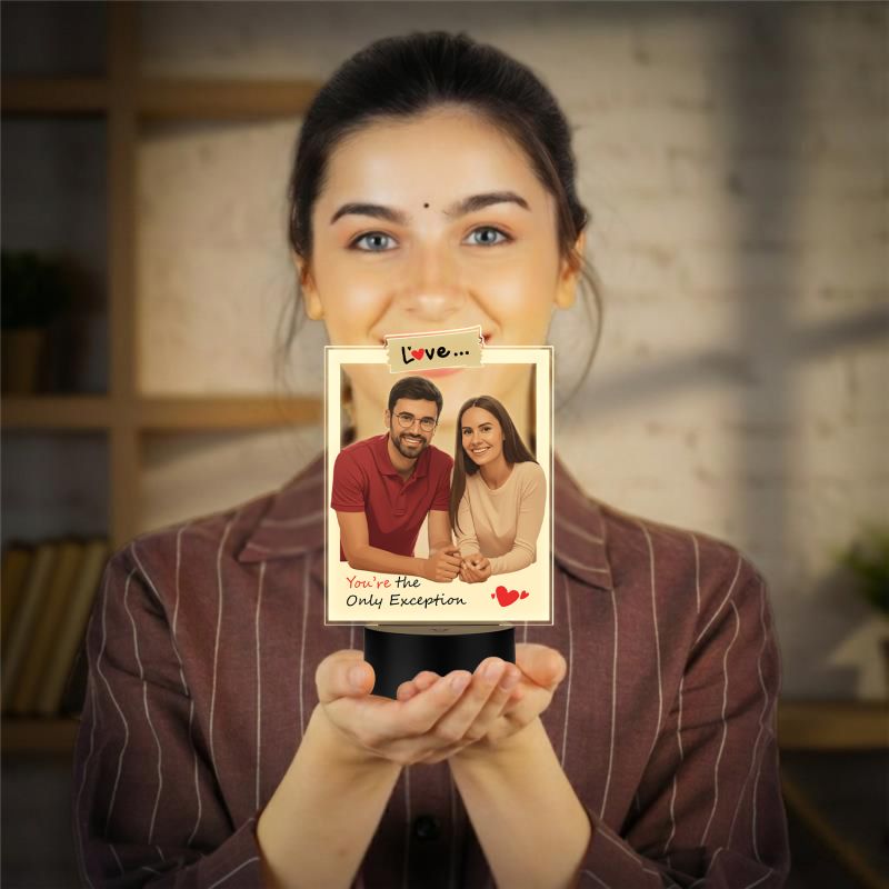 Personalized Photo LED Night Lamp with Love Quote Warm White Light with Black Base Valentines Day Gift for Husband Wife, Girlfriend Boyfriend